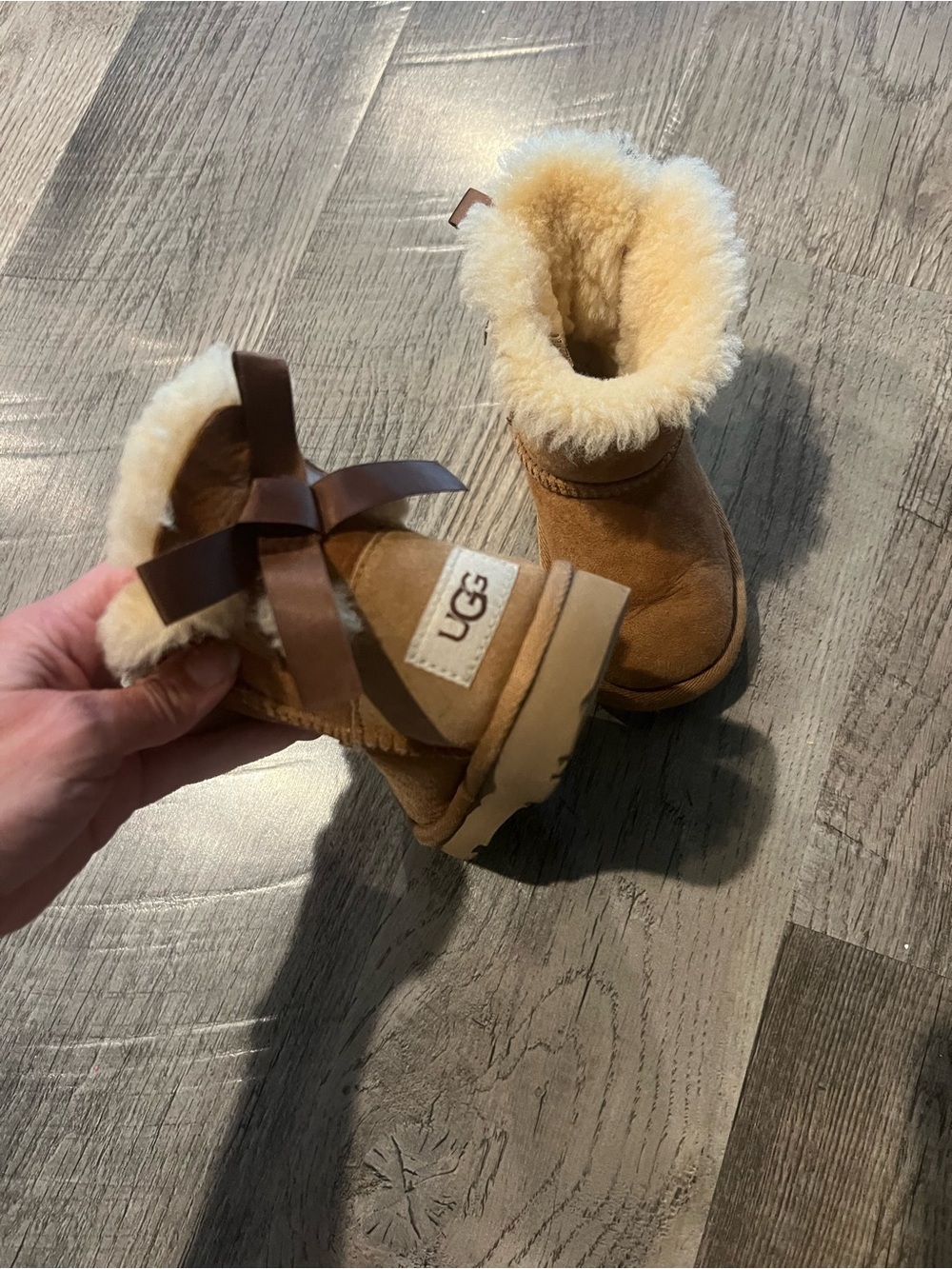 UGG Chestnut Baby Sheepskin Boots with Cream Shearling